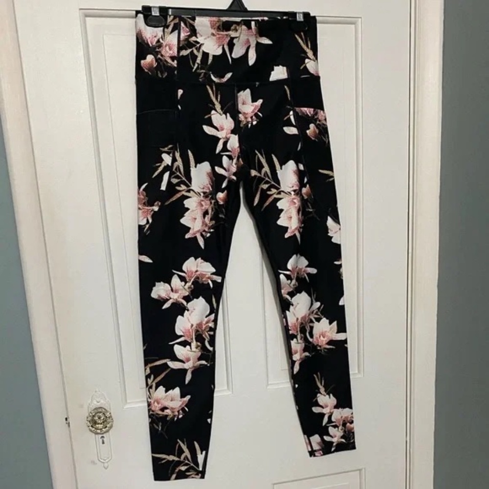Athleta Floral Leggings with Side Pockets
